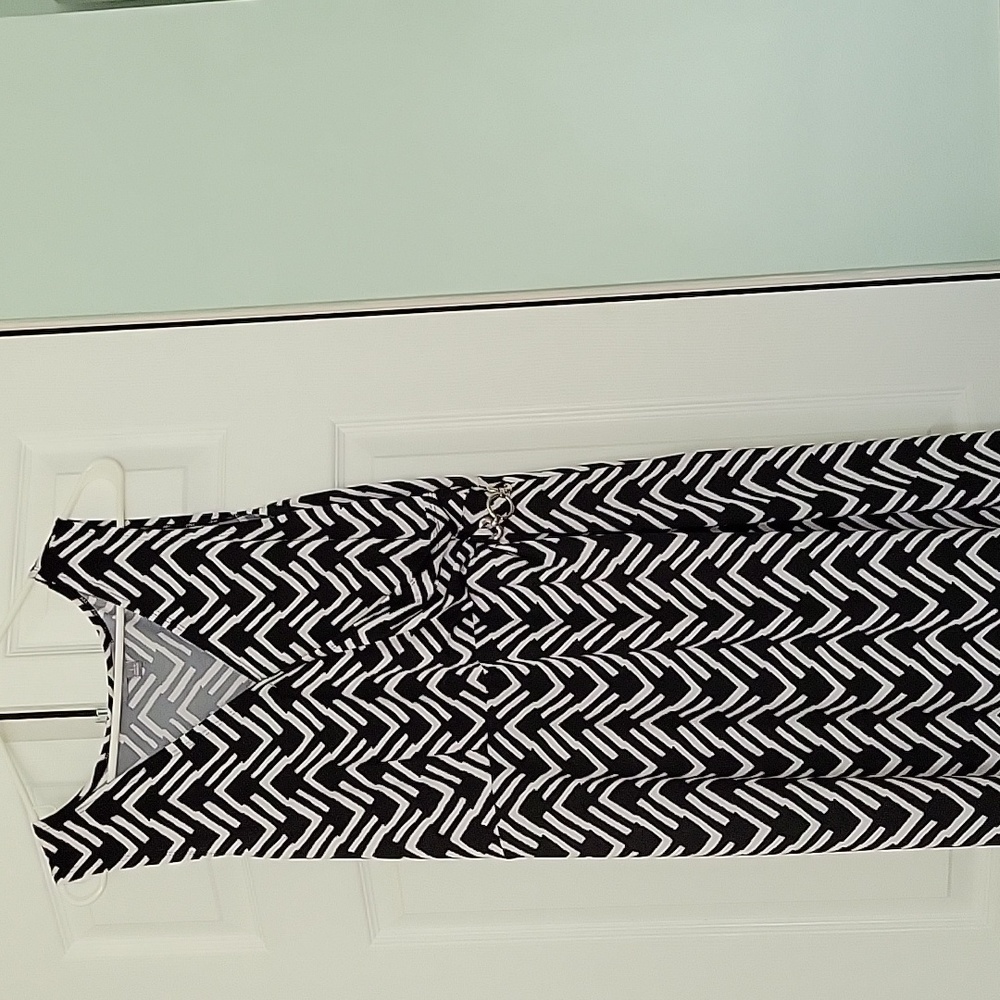 Black and white maxi dress.